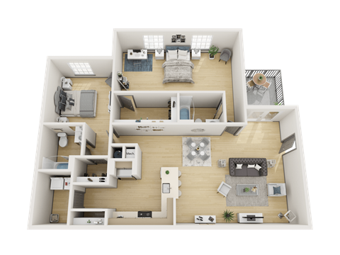 Floor plan for 2 beds, 2 baths, 1480 sqft